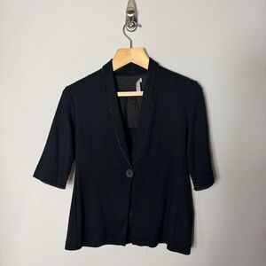Fabiana Filippi Jersey Knit Single Button Black Blazer Cardigan Cotton Large
